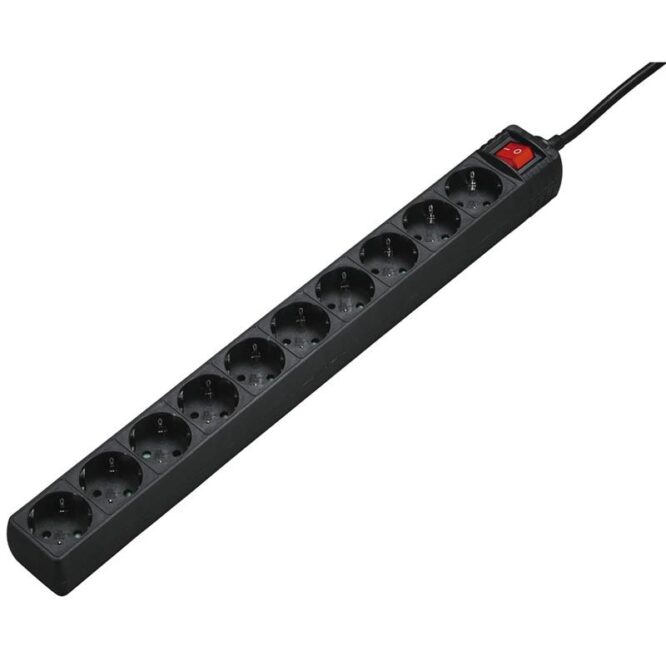 Hama Power Strip, 10-pesa, 3 m, must - Pikendusjuhe