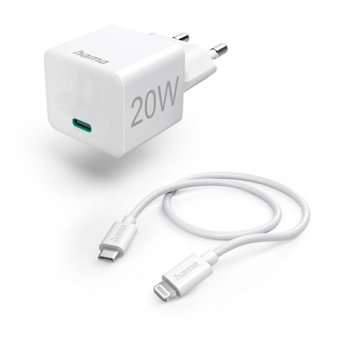 Hama Wall charger and Lightning cable, 20W, valge - Vooluadapter kaabliga