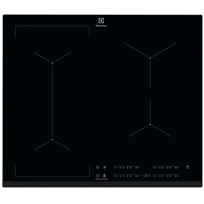 Electrolux 600 FlexiBridge, Hob2Hood, EcoTimer, laius 59 cm, raamita, must - Integreeritav induktsioonpliidiplaat