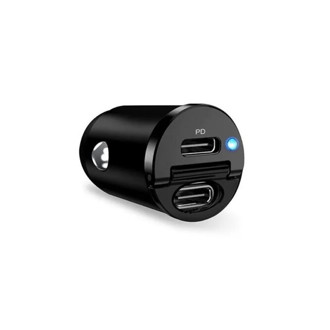 Puro Mini Car Charger, 2x USB-C, 30W, must - Autolaadija