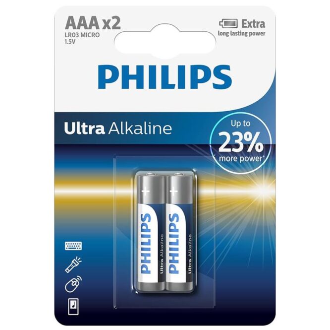 2 x Patarei Philips LR03E AAA Ultra Alkaline