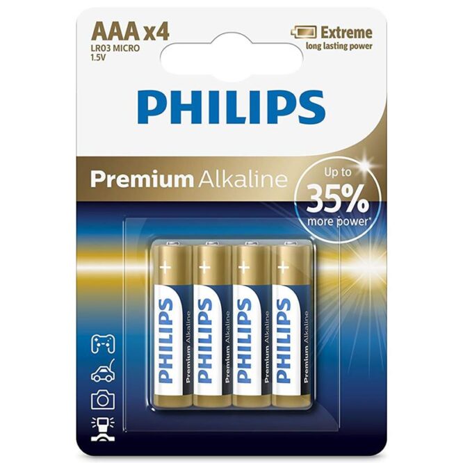 4 x Patarei Philips LR03M AAA Premium Alkaline