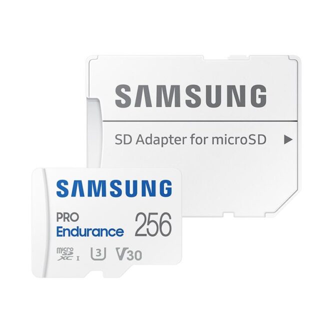 Samsung PRO Endurance, microSDXC + SD adapter, 256 GB, valge - Mälukaart