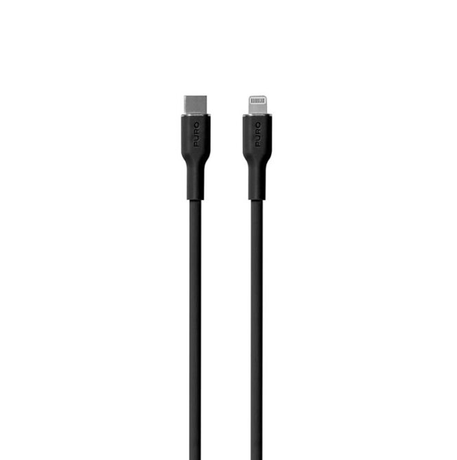 Puro SOFT, USB-C, Lightning, 1,5 m, must - Kaabel