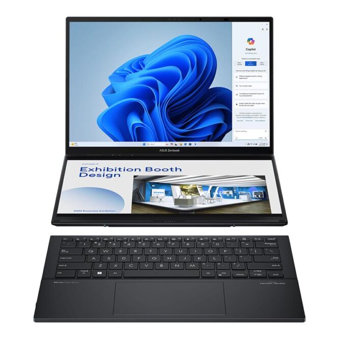 ASUS Zenbook DUO, 2x 14'', 3K, OLED, puutetundlik, 120 Hz, Ultra 9, 32 GB, 1 TB, ENG, tumehall - Sülearvuti