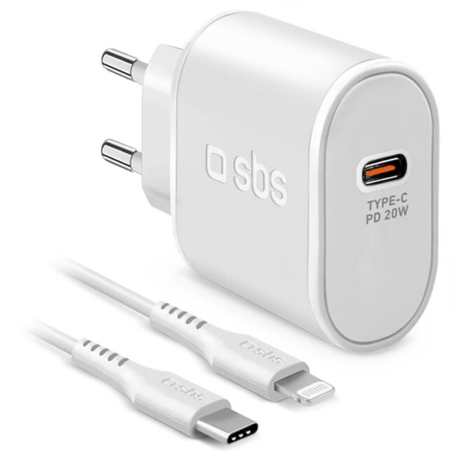 SBS, USB-C, Lightning, 20 W, valge - Vooluadapter kaabliga
