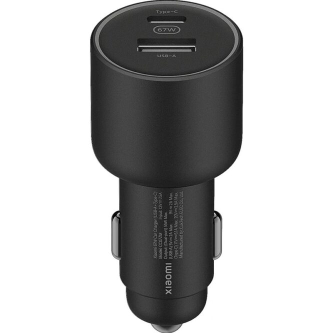 Xiaomi 67 W Car Charger, USB-A, USB-C, must - Autolaadija