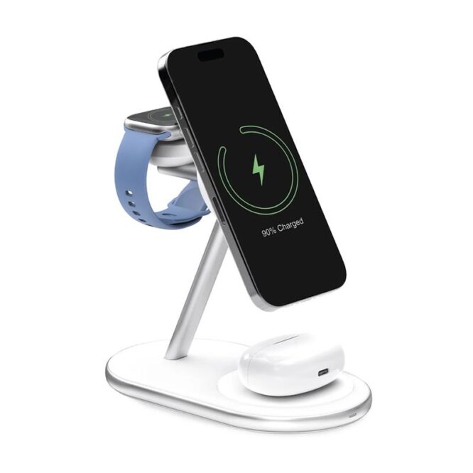 Puro Mag Station 3-in-1 Charging Stand, MagSafe, Qi2, valge - Juhtmevaba laadija