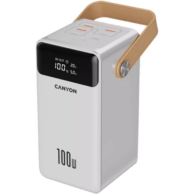 Canyon OnPower 610, 60 000 mAh, 100 W, USB-A, USB-C, valge - Akupank