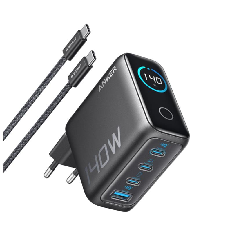 Anker 4-Port Foldable PD 3.1 USB-C GaN Charger, 140W, hõbe - Laadija