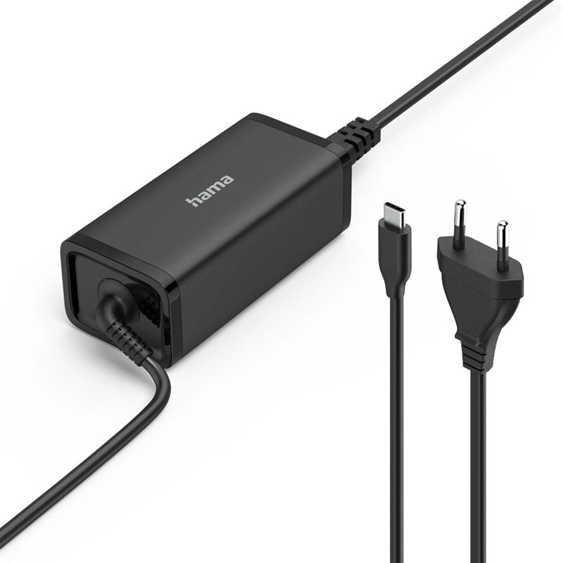 Hama Universal USB-C Notebook Power Adapter, GaN, USB-C, PD 5-20V/100W, must - Laadija