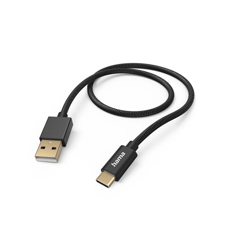 Hama Fabric Charging Cable, USB-A - USB-C, 1,5 m, nylon, must - Kaabel
